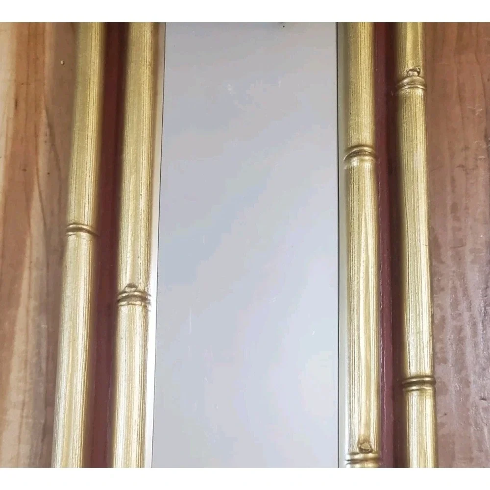 Vintage Hollywood Regency Gold Tone Red Bamboo Wall Sconce Candleholder